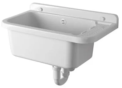 Obrázok produktu pre Drez, závesný drez, hlboký drez, s odkapávačom 60 x 34 cm, umývadlo, biely plast