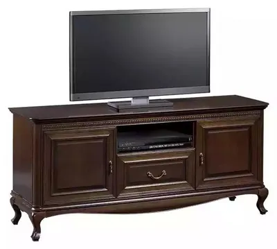 Image de Support TV en bois massif Support TV brun Armoire Meuble nouveau
