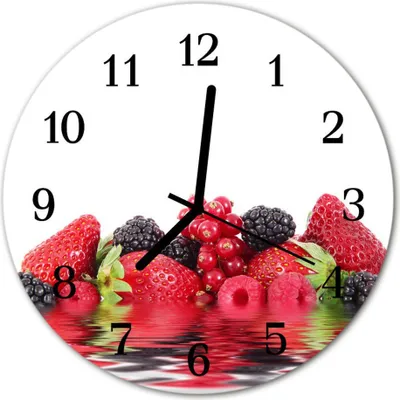 Produktbild von Glasuhr Wanduhr Küchenuhr Echt-Glas 30fi cm Früchte rot