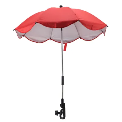 Zdjęcie produktu dla 14-calowy uniwersalny parasol do wózka dziecięcego z ochroną UV Regulowany parasol do wózka dziecięcego Czerwony