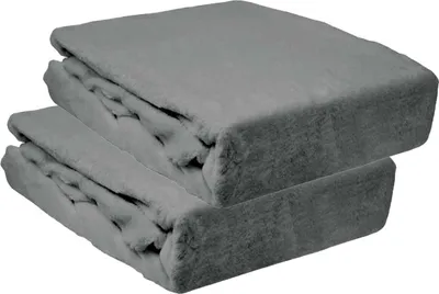 Produktbild von Spannbettlaken Winter Teddy Plüsch Samt Cashmere Fleece 90x200cm - 100x200cm: 2tlg. / Hellgrau