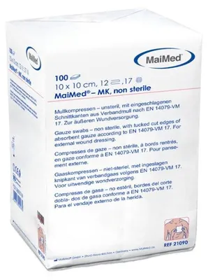 Produktbild von 10x MaiMed-MK-unsteril 10x10 12-f., 100 St./Papiertüte | Packung (100 Stück)