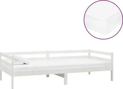 Productafbeelding van vidaXL Dagbed met matras, 90x200 cm, wit, grenenhout, massief hout