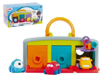 Produktbild von Garage mit 3 Spielzeugautos + Zubehör, Kunststoff, 30 x 14 x 13 cm, im Karton, 2+