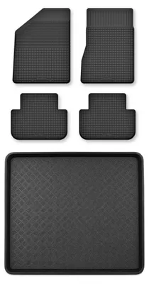 Zdjęcie produktu dla Dywaniki gumowe + mata bagażnika do Renault Grand Scenic II 2003-2009 (standardowy bagażnik) – czarne, dobierane – Wielganizator Semi-Universal