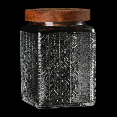 Produktbild von Glas Vorratsbehälter mit Holzdeckel - luftdicht - 750 ml - Lebensmittelaufbewahrung