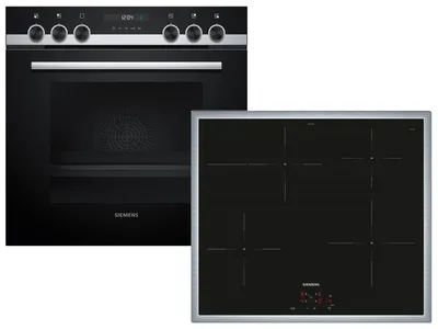 Produktbild von Siemens HE517BBS4 + EI645CFB6E, Zonen-Induktionskochfeld, 4 Zone(n), Glaskeramik, Schwarz, Berührung, 58,3 cm