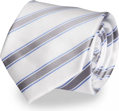 Produktbild von Fabio Farini - 1 Stück gestreifte Herren Krawatte - Tie mit Streifen in 6cm oder 8cm Breite Breit (8cm), Weiß/Grau/Blau