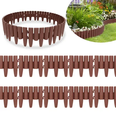 Produktbild von Jopassy 20 stücke Beeteinfassung Gartenpalisade Raseneinfassung 2.8m Rasenkante Palisade Beetumrandung aus PP , Braun