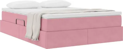 Produktbild von (Design 2026） Aufbewahrungsbett mit Matratze Rosa 140 x 200cm Samt - HOMMIE 749883 - Klassische BettenJugendbett Tagesbett
