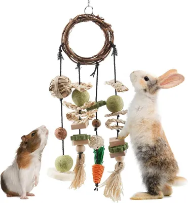Produktbild von Kaninchen Spielzeug Set Holz hängendes Kauspielzeug, Hamster Meerschweinchen