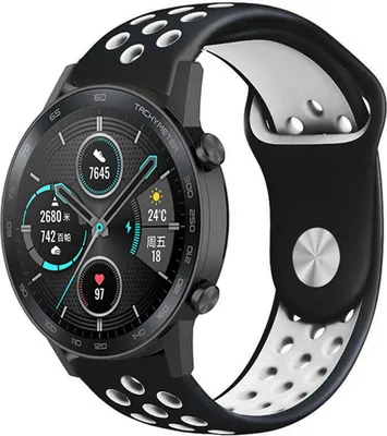 Produktbild von Strap-it Honor Magic Watch 2 Sportarmband (Schwarz/Weiß)