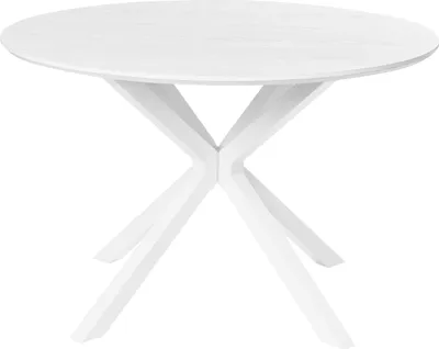 Produktbild von BELIANI Esstisch Weiß MDF Metallgestell ø 120 cm Rund Klassischer Stil Modernes Design für Esszimmer