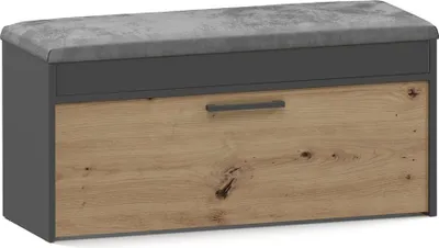 Produktbild von Schuhschrank mit Sitz und Stauraum PARMA – kompakt und langlebig | Farbe: Anthrazit/Artisan Oak