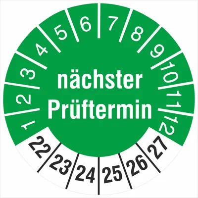 Produktbild von 200 Prüfetiketten nächster Prüftermin 2022-2027 Prüfplakette 18 mm