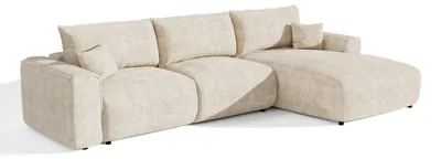 Produktbild von Rechtwinkliges Ecksofa mit Schlaffunktion und Stauraum COMO Cord Beige 297cm