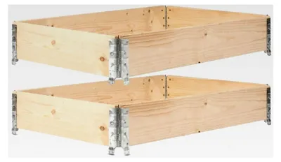 Produktbild von Hochbeet 120x80x20 cm - Palettenrahmen aus Holz - Faltbarer, stapelbarer und steckbarer Holzrahmen für den Garten