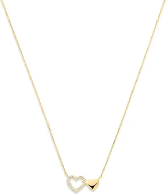 Produktbild von New Bling - 9NBG-0958 - 14K geelgouden ketting – 2 harten – met zirkonia