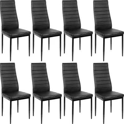 Produktbild von Esszimmerstühle 8 stk. Hochlehner Esszimmer Kunstleder-Leder Esszimmerstuhl Polsterstuhl schwarz