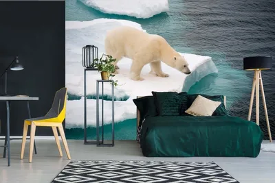 Produktbild von Vlies Fototapete EISBÄR AUF EISSCHOLLE 375 x 250 cm (inkl. Kleister) - Vlies Tapete, Wandtapete, Wandbilder - Tapete für Wohnzimmer Schlafzimmer, Büro, Küche - Montagefertig