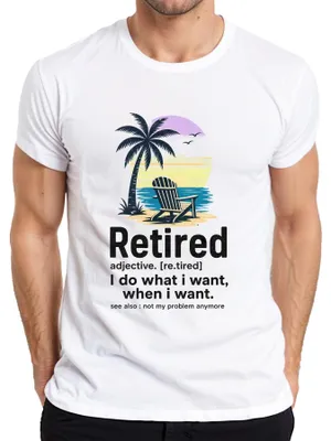 Productafbeelding van Pensioen. Ik doe wat ik wil. Rente. Pensioen. Uitspraak. Sarkasme. Heren T-shirt, wit, maat M