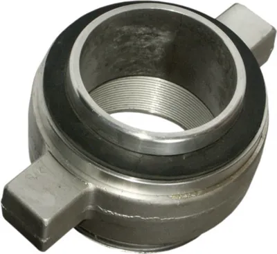 A close-up studio shot of a metal pipe fitting.