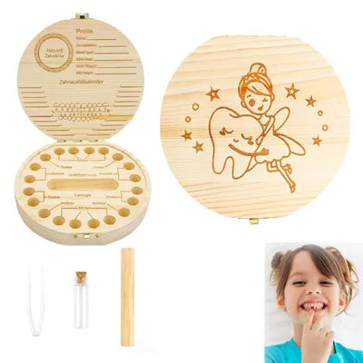 Produktbild von Milchzahnbox Zahnbox Erinnerungsbox - 20 cm - Holz - Natur