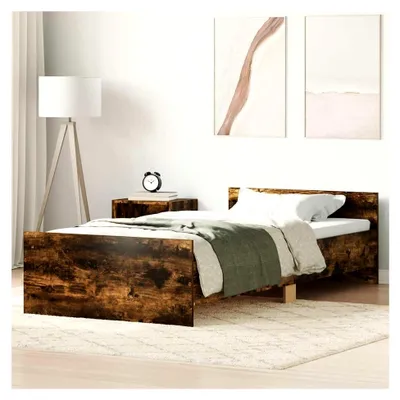 Produktbild von Bettgestell Eiche geräuchert 75x190 cm Einzelbett Holzwerkstoff