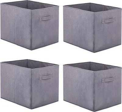 Produktbild von Unyqoos® Aufbewahrungsboxen 4er-Set – faltbare Stoffkisten 32×38×32 cm, Vliesstoff-Aufbewahrungswürfel mit Griff, grau, für Kallax & Schrank
