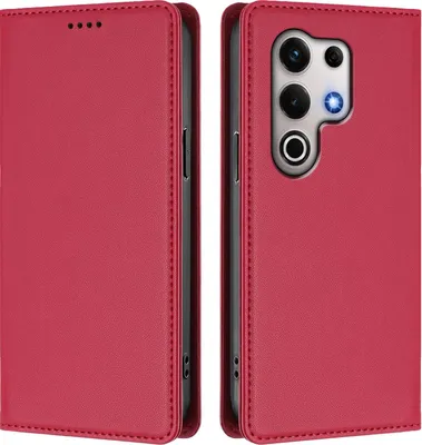Image de Etui en cuir pour itel S25 Ultra, étui magnétique en cuirPolyuréthaneavec support Rouge
