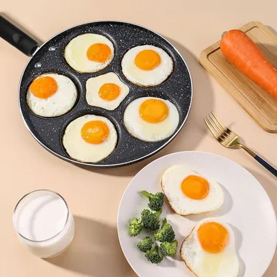 Immagine prodotto di 6 fori rivestimento in pietra medica non antiaderente padella per frittate padella per la colazione uovo frittella