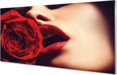 Produktbild von Glasbilder 100x50 Wandkunst Rose Frau Mund
