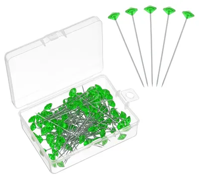 Productafbeelding van Spelden met diamantenkop - 100 stuks - Geschikt voor handwerk en decoratie - Groen - Lengte 51 mm