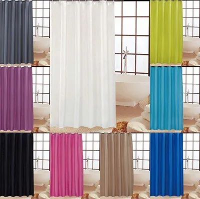 Produktbild von Duschvorhang 180 x 220 cm aus Polyester, weiß, einfarbig, waschbar, mit Ringen