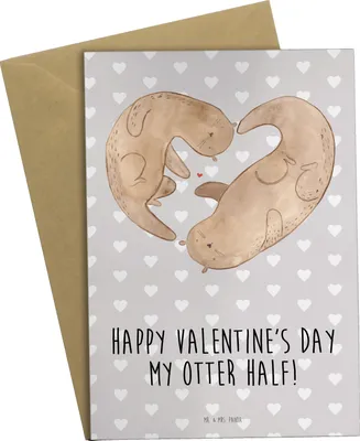 Produktbild von Mr. & Mrs. Panda babykarte Otter Valentine - Grau Pastell - Geschenk, einladungskarten, osterkarte, für Freundin, osterkarten, Frauen, Jahrestag, Valentinstag, Grußkarten