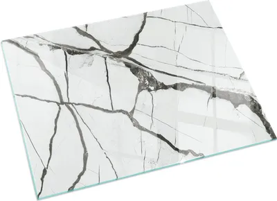 Produktbild von Marmor mit Aderung – Glasbodenplatte für – Kaminofen – Kaminplatte Glas – Schutzglas – Funkenschutzplatte –Glasbodenplatte Feuerfeste – Hitzeschutzplatte – Bodenschutz aus Glas – 60x40 cm