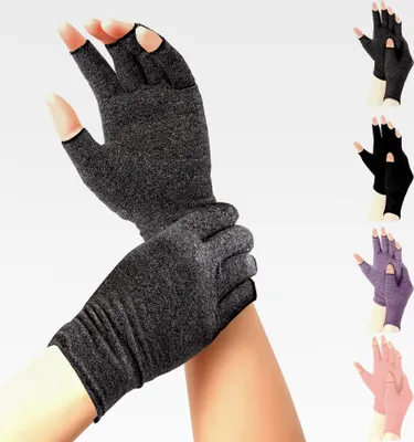 Produktbild von 4 Paar Arthritis-Kompressionshandschuhe - für Frauen und Männer, fingerlos (M)