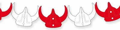 Produktbild von Girlande Wikingerhelm Rot-Weiß 3 m lang, schwer entflammbar