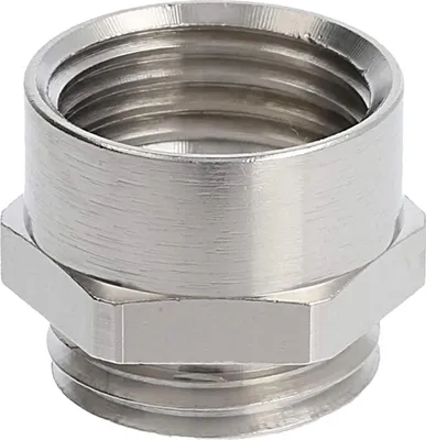 Obrázok produktu pre Prechodka M/M M16x1,5 MSZ-M16 krátka šesťhranná mosadz (CuZn) poniklovaná pripojovací závit 5,0 mm – 1 kus