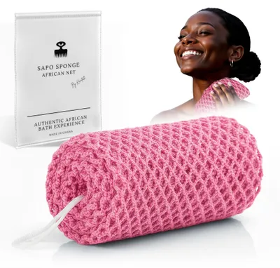 Produktbild von Handgefertigte Afrikanische Peeling-Badeschwamm mit Aufhängeband