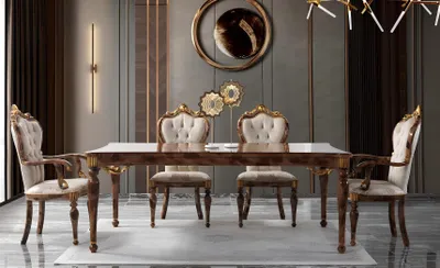 Produktbild von Klassische Essgruppe Essecke Esszimmer Esstisch Holz Set 7tlg Braun tisch