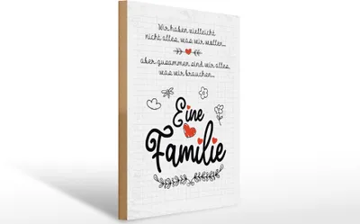 Produktbild von Holzschild  Familie Wir haben nicht alles aber, 40 x 30 cm, Holzschilder Spruch Glück Weisheit