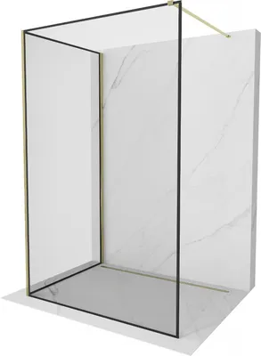 Produktbild von Mexen Kioto Duschwand Walk-in 120 x 110 cm, schwarzes Muster, gold - 800-120-212-50-70-110