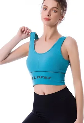 Produktbild von CLDFHX Sport-BH für Frauen, nahtlos - Blau, XL