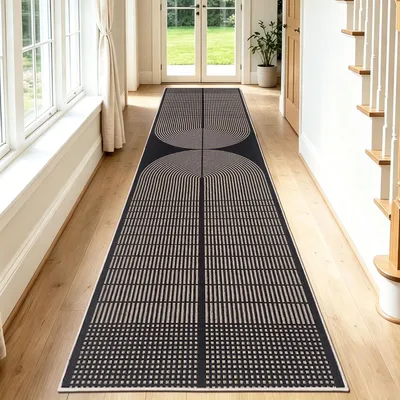 Imagen del producto de Alfombra antideslizante para pasillo, de 80 x 300 cm, lavable, con aspecto de yute