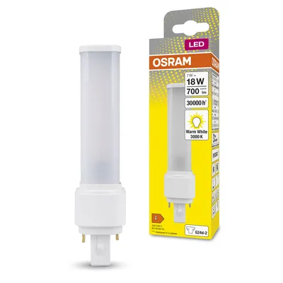 Produktbild von OSRAM HOMELIGHTING 4058075558328 LED (monochrome) EEC F (A - G) G24d-2 7 W = 18 W Warm white (Ø x L) 34 mm x 148 mm 1 pc(s)