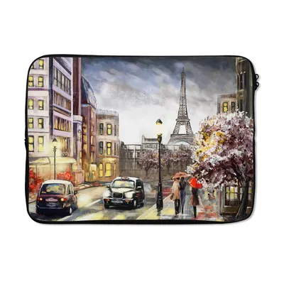 Produktbild von MuchoWow® Laptop Hülle 13 Zoll Gemälde - Paris - Frankreich - Öl Laptoptasche - Laptophülle - Sleeve - Rundumschutz