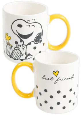 Produktbild von The Peanuts Snoopy Tasse - best friend Kaffeetasse Becher Kaffeebecher aus Keramik Weiß Gelb 320 ml