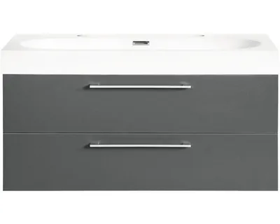 Produktbild von Differnz Badmöbel-Set Somero BxHxT 100 x 54 x 38 cm Frontfarbe anthrazit mit Waschtisch Mineralguss weiß