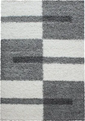Image de Carpetsale24 Tapis Shaggy à Poils Longs Motif à Carreaux Doux Moelleux et Confortable pour Salon Moderne, Taille: 160x230 cm